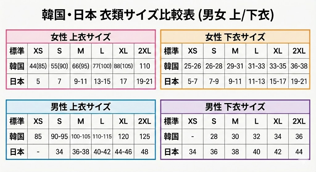 韓国旅行ショッピング：服・靴のサイズ換算表と失敗しない選び方 16