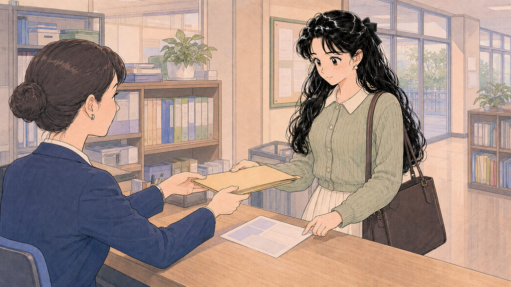 韓国語学堂の出願方法|D-4-1の必要書類・提出手順 MISSION 04 - image 41 日本の母校で語学堂出願用の最終学歴証明書を受け取る場面