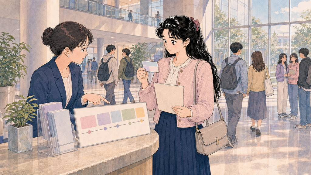 韓国語学留学の修了後|D-4-1の帰国・D-2進学・次の準備 MISSION 16 - image 55 1024x576 1 進学予定の韓国大学でD-4-1からD-2への変更時期を確認する場面