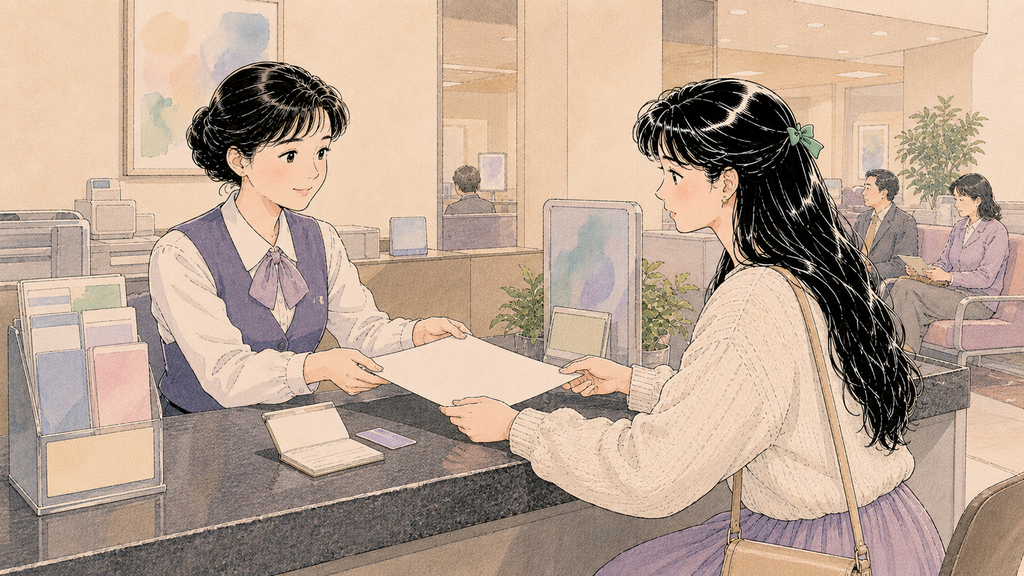 韓国H-1ビザの必要書類|残高証明・保険・活動計画書まで解説 MISSION 03 - image 60 日本の医療機関で韓国ワーホリ申請用の健康診断書を受け取る日本人女性