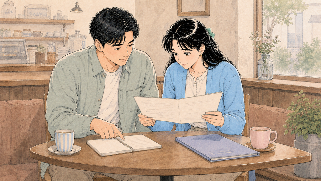 日韓の婚姻届手続き|日本・韓国で最初の婚姻届を出す方法【2026年】MISSION 03 - image 87 1024x576 1 韓国で婚姻申告後に婚姻関係証明書を確認する日本人女性と韓国人配偶者