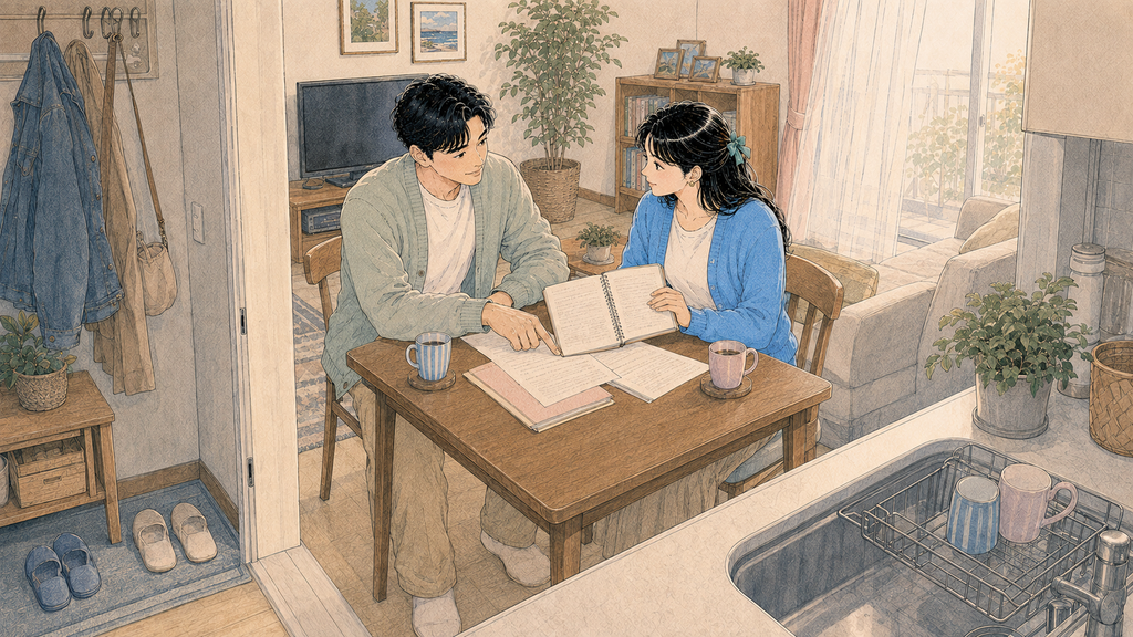 F-6の住居要件|韓国の住まい・名義・必要書類を日本人向けに解説【2026年】MISSION 07 - image 91 F-6申請前に実際の居住地と住居証明書類を夫婦で最終確認する場面
